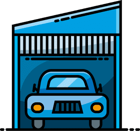 Stylish Blue Car in Parking Garage PNG