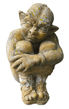 Marble Statue of a Contemplative Goblin PNG