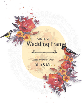 Vintage Wedding Frame Greeting Card Design PNG
