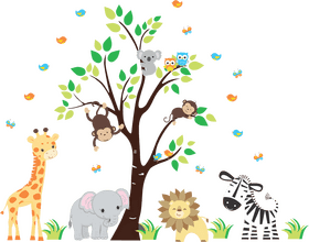 Whimsical Nursery Room Safari Adventure PNG