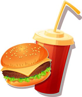 Delicious Fast Food Combo Burger and Drink PNG