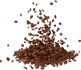 Dynamic Dance of Coffee Beans PNG