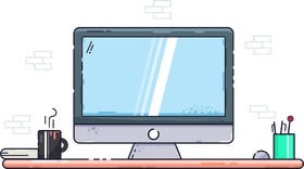 Stylish Computer Part Desktop Monitor Setup PNG