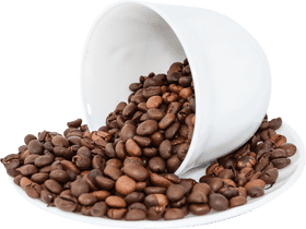 Coffee Beans Overflowing from a Cup PNG