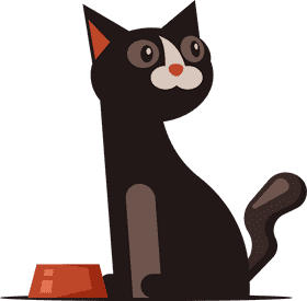 Curious Cat with a Food Bowl PNG