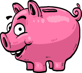 Fun Savings Bank with a Cheerful Pig PNG