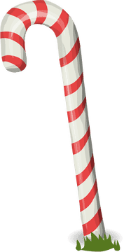 Candy-striped Walking Cane of Holiday Cheer PNG
