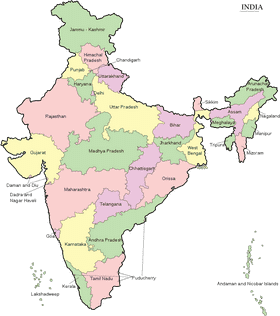 Colorful Island Map of Indian States PNG