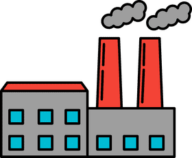 Modern Industrial Factory with Smokestacks PNG