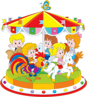 Colorful Carousel Adventure at the Amusement Park PNG