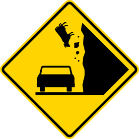 Caution Road Sign for Falling Cattle Ahead PNG