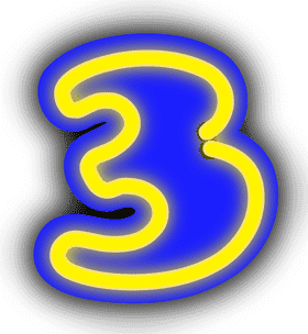 Neon Sign Number Three Glow PNG