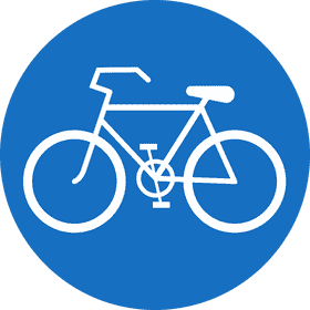 Simple Bicycle Icon on Blue Background PNG