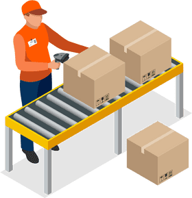 Warehouse Operations Efficient Package Sorting and Scanning PNG