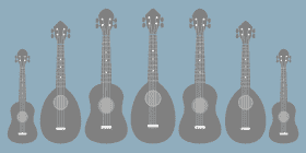 Collection of Unique Musical Instruments Ukuleles in Harmony PNG