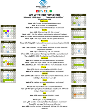 Colorful Kids Club Activity Calendar Overview PNG