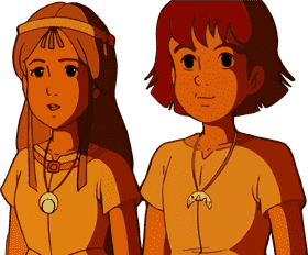 Sunset Whispers Tales of Two Adventurers PNG