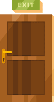 wooden exit door with golden handle PNG