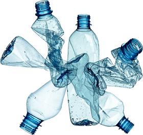 Crumpled Bottles in Motion A Plastic Symphony PNG