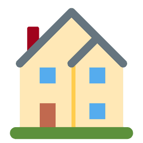 Cozy Yellow House with Blue Windows PNG