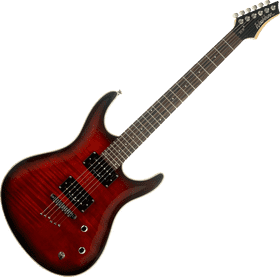 Elegant Crimson Electric Guitar Design PNG