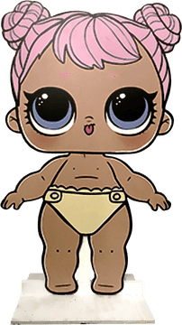 LOL Surprise Doll with Pink Pigtails and Big Eyes PNG