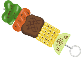 Colorful Kebab Delight with Grilled Vegetables PNG