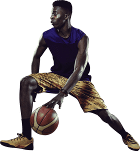 Dynamic Basketball Dribble in Action PNG