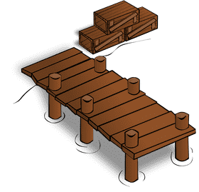Wooden Pier with Stacked Crates PNG