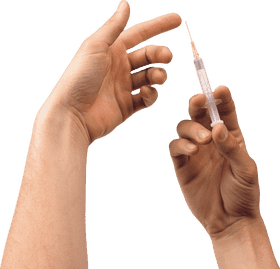 Hand Holding a Syringe Ready for Use PNG