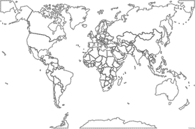 Stylized World Map Outline in Minimalistic Design PNG