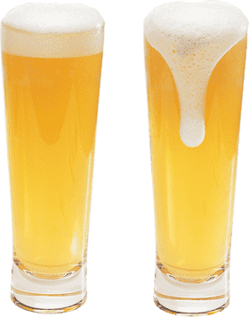 Refreshing Beer Glass Duo with Frothy Toppers PNG