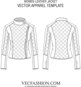 Stylish Women’s Quilted Leather Jacket Design Template PNG