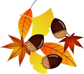 Autumn Acorn Harmony with Colorful Leaves PNG