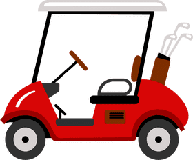 Red Golf Cart with Clubs for the Course PNG