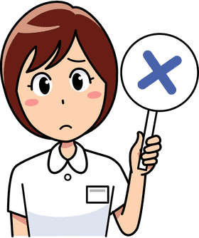 Concerned Nurse with Caution Sign PNG