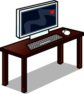 Stylish Computer Part Setup on a Wooden Desk PNG