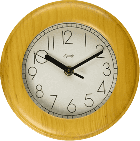 Elegant Wooden Wall Clock Displaying Time PNG