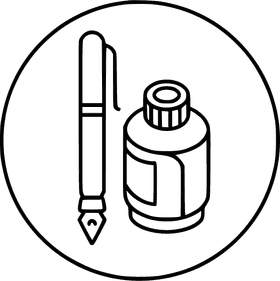 Classic Ink Bottle and Fountain Pen Design PNG