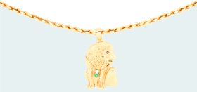 Majestic Lion Necklace Pendant with Colorful Gemstones PNG