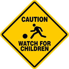 Caution Road Sign Watch for Children Safety Warning PNG