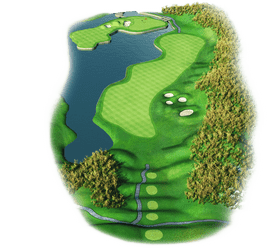 Scenic Golf Course Oasis with Water Features PNG