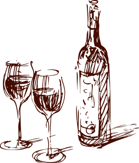 Elegant Wine Bottle with Glasses Ready to Toast PNG