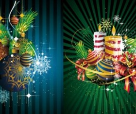 Green styles christmas ornaments background vector