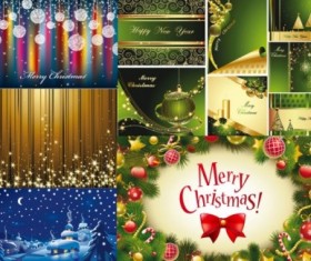 Ornate christmas shiny background vectors material