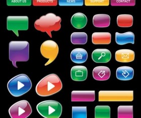 Shiny web buttons colored vectors material