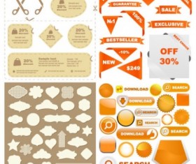 Web button with vintage labels design vector