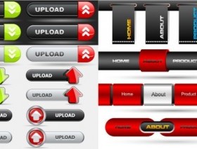 Website button with navigation bar red and black vector