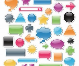 Glossy web elements design vector material