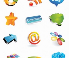3d web icons design elements set vector